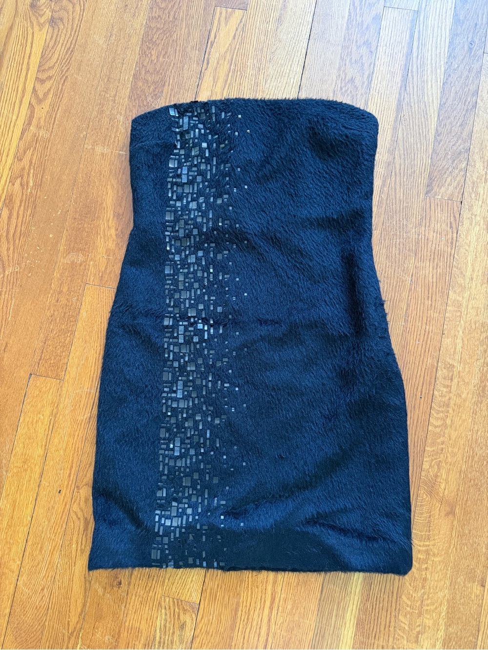Donatella Versace for Gianni Versace Strapless Black Alpaca Wool Dress